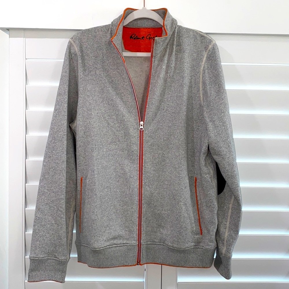 Robert Graham heather grey mens cardigan in medium zip front